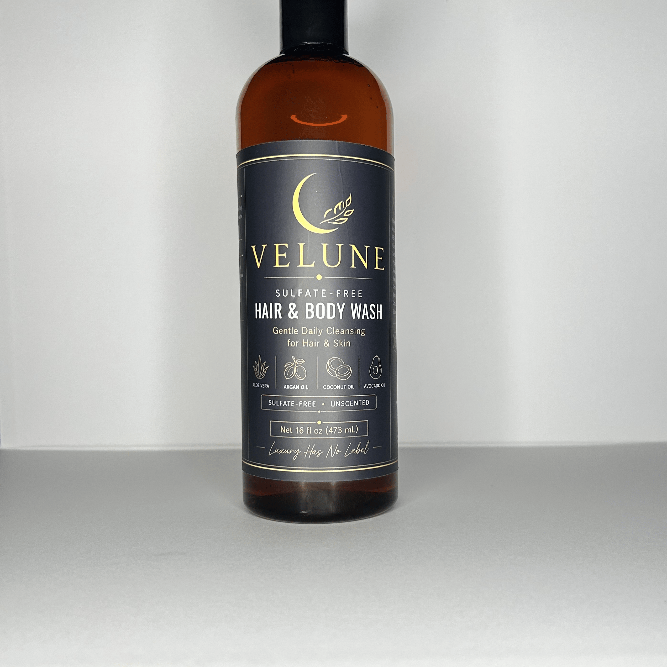 VELUNE Sulfate-Free Hair & Body Wash – Unscented (16 oz)